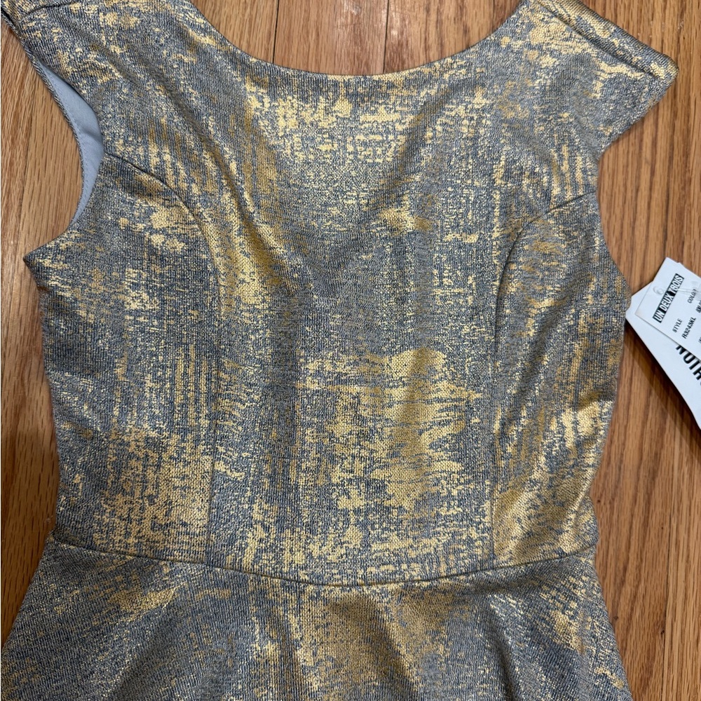 Un Deux Trois Gold and Silver Dress NWT